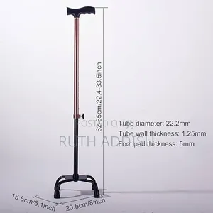 Adjustable Quad Walking Stick - Black From Essential Aids Cane Medical