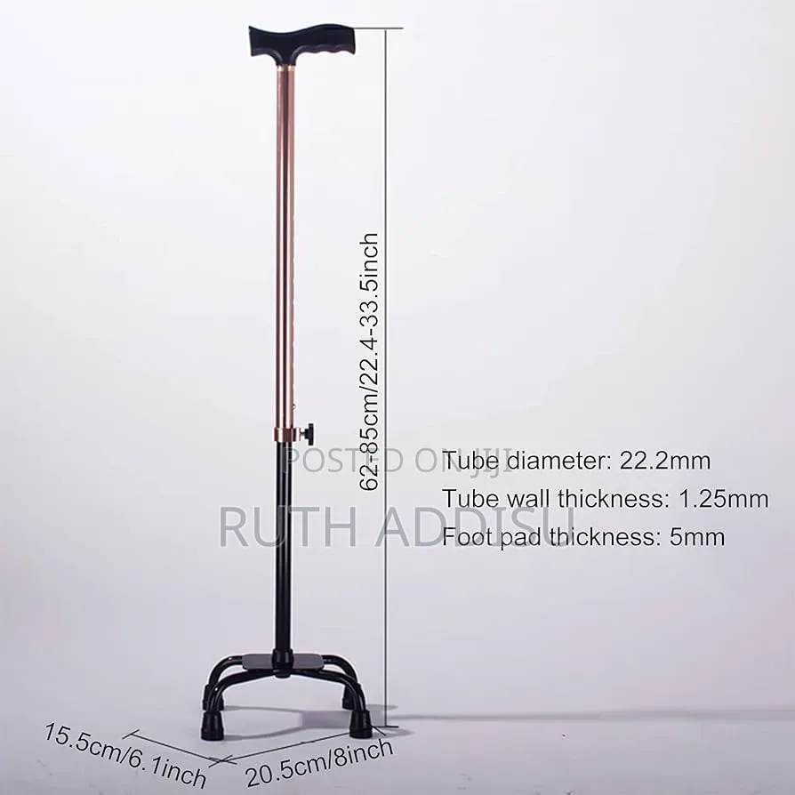 Adjustable Quad Walking Stick - Black From Essential Aids Cane Medical
