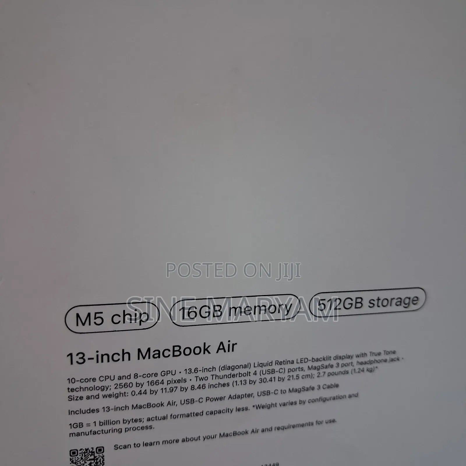 New Laptop Apple MacBook Air 2026 M5 13-inch 16GB Apple M5 SSD 512GB