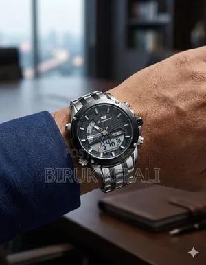 Success Way Dual Display Wristwatch Featuring a Black Textured Dial