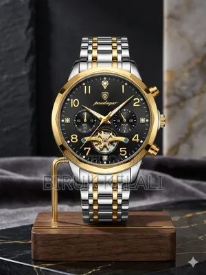 Poedagar 938 Diamond Mirror Chronograph Watch Featuring a Two-Tone