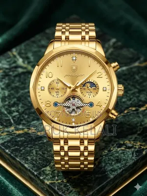 Poedagar Luxury Chronograph Watch in Gold With a Matching Stainless