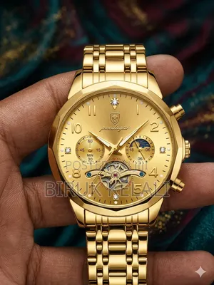 Poedagar Luxury Chronograph Watch in Gold With a Matching Stainless