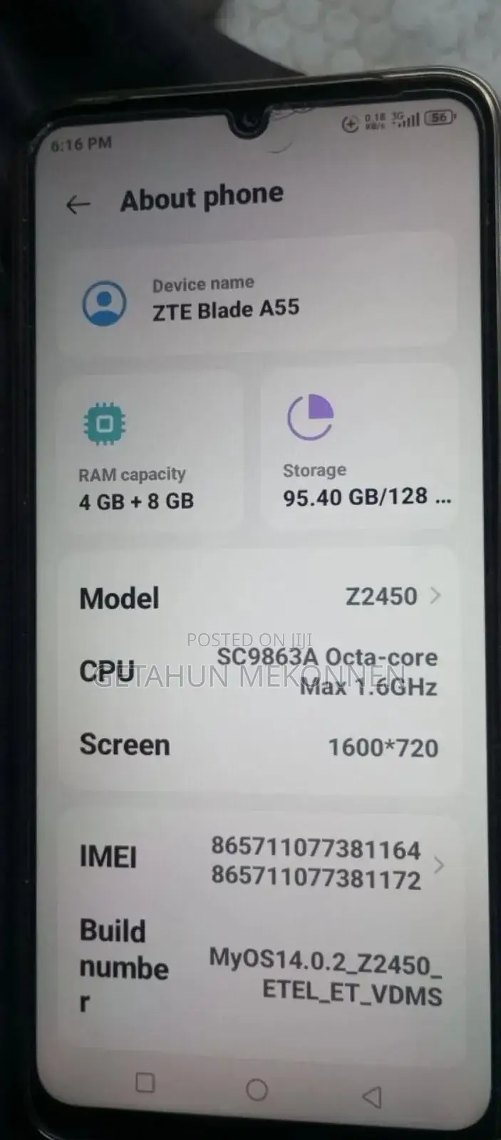 ZTE Blade A55 128 GB Blue