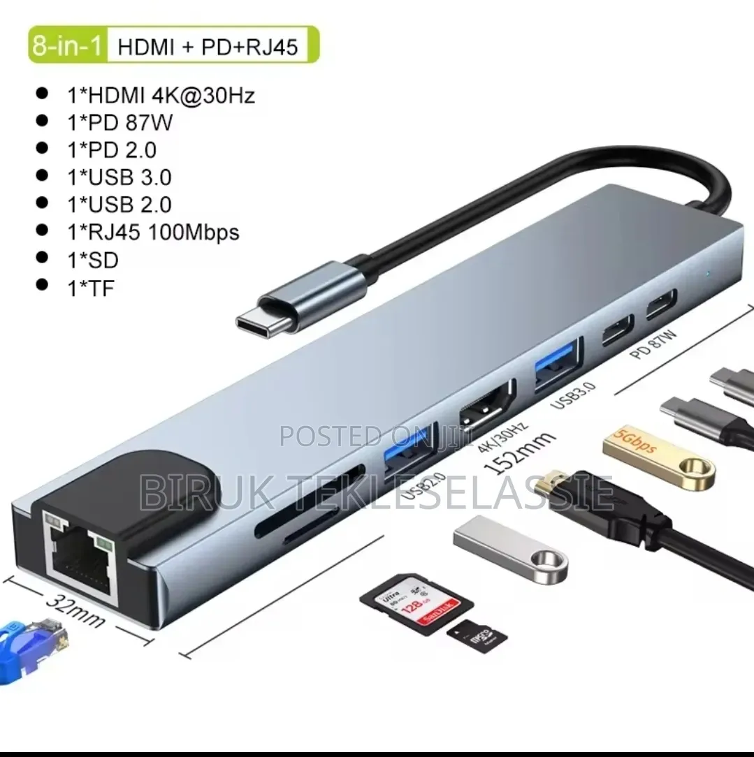 Usb C Hub Docking Station 8-in-1 Usb 3.0