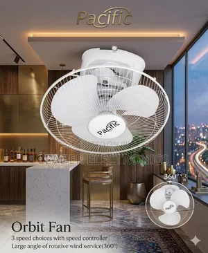 Pacific Orbit Wall Mounted Fan 3 Speed Control 360°
