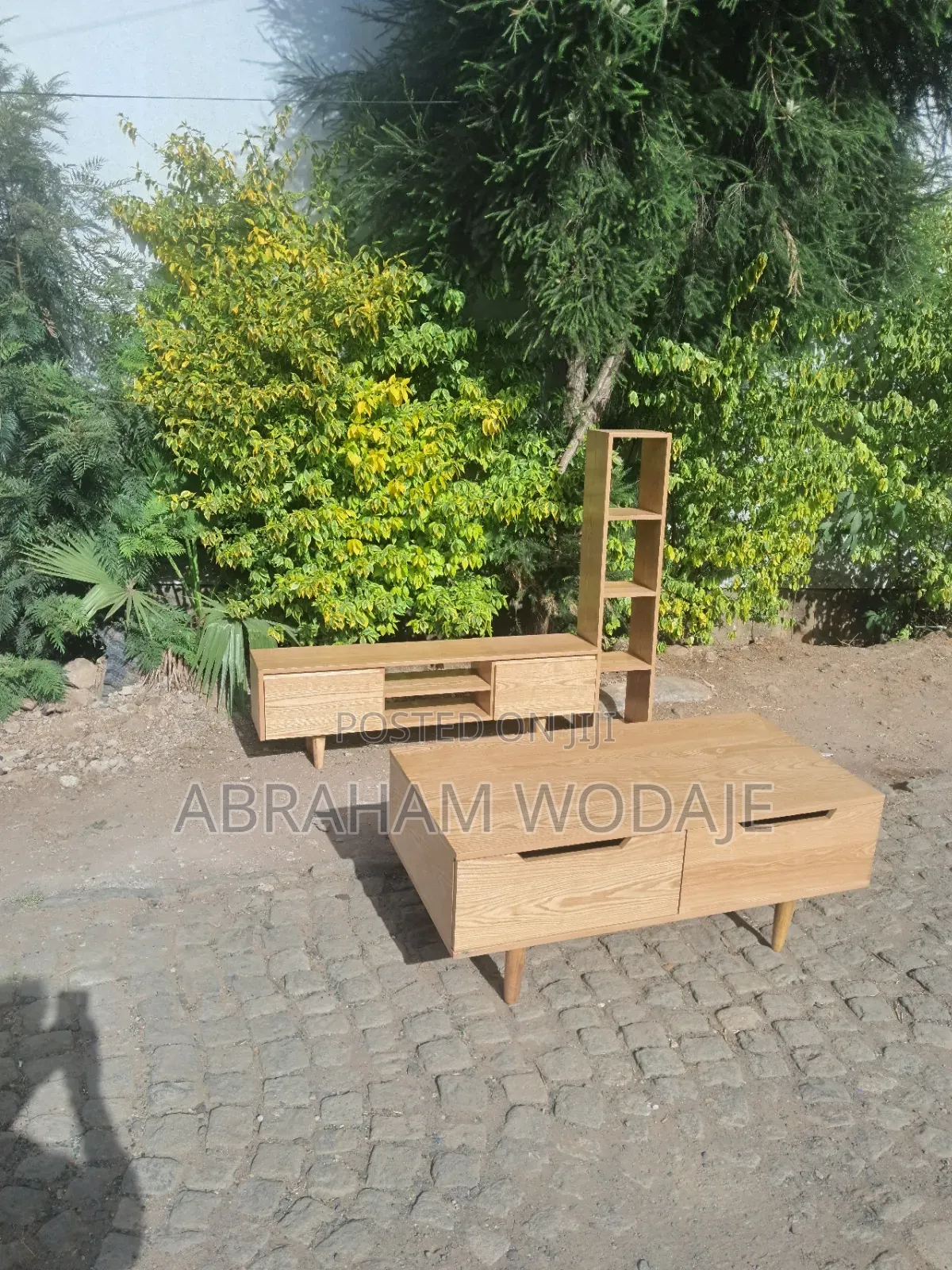 Tv Stand With Center Table Full Oak