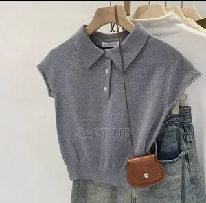 Knitted Polo Collar Top