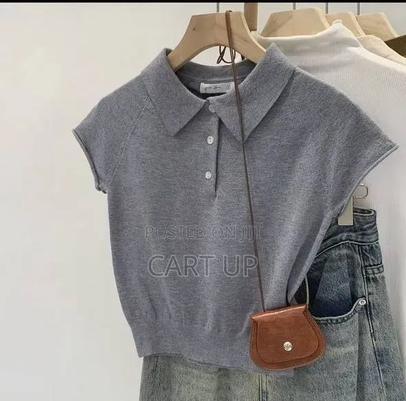 Knitted Polo Collar Top