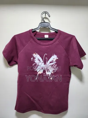 Brand Butterfly Print High-Waisted Short T-Shirt Women's Top