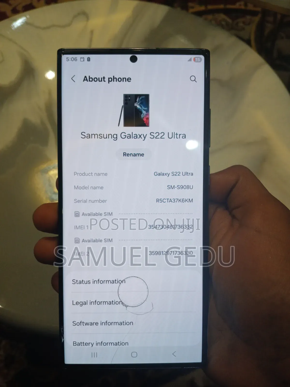 Samsung Galaxy S22 Ultra 128 GB Black
