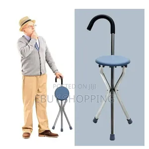 Stainless Steel Tripod Cane Seat – Durable, Anti-Slip, and Portable