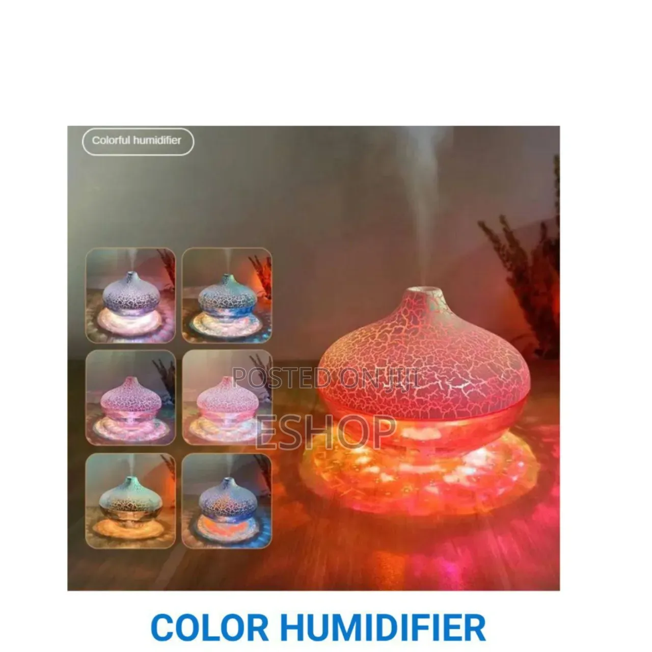 Ultrasonic Aroma Humidifier – Crackle Crystal Body 300ml Auto Shut-Off