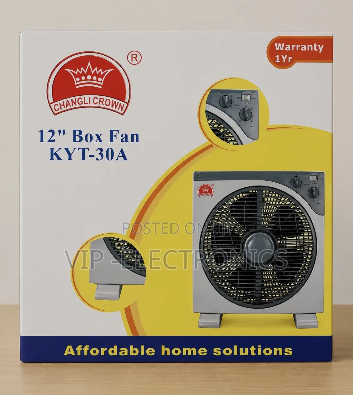 Ngli Crown 12 Inch Box Fan Powerful Cooling Fan With Timer