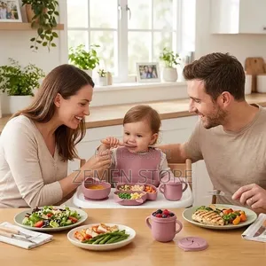 6 PCS Baby Feeding Set ባለ 6 ፍሬ የህፃናት የሲሊኮን የምግብ ዕቃ