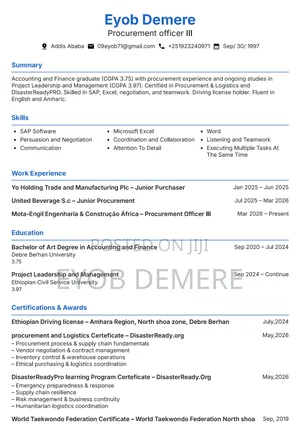 Purchaser/Procurement Officer/Logistics Officer