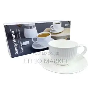 Cappuccino Cup Saucer 6pcs 110ml ካፒቺኖ መጠጫ