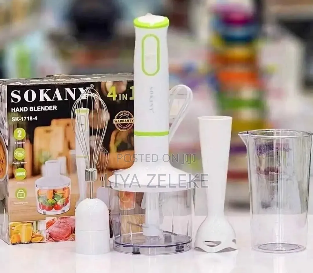 Sokany 4 in 1 Hand Blender ጁስ ፣ ሽንኩርት ፣ ስጋ እና አትክልቶችን ይፈጩበታል