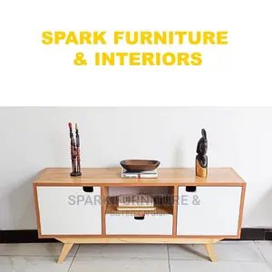 Modern White Doors TV Stand