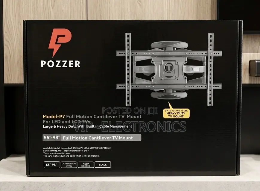 Pozzer P7 Full Motion Cantilever Tv Wall Mount (55”–98”) – Heavy Tv