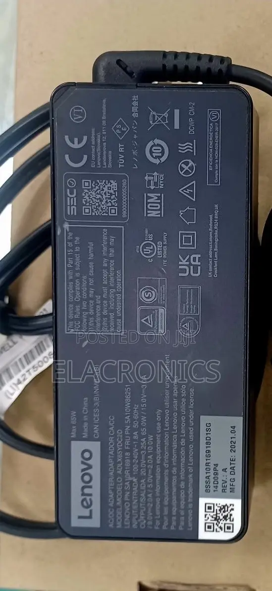 65w Lenovo Type-C Laptop Charger (Ac Power Adapter)
