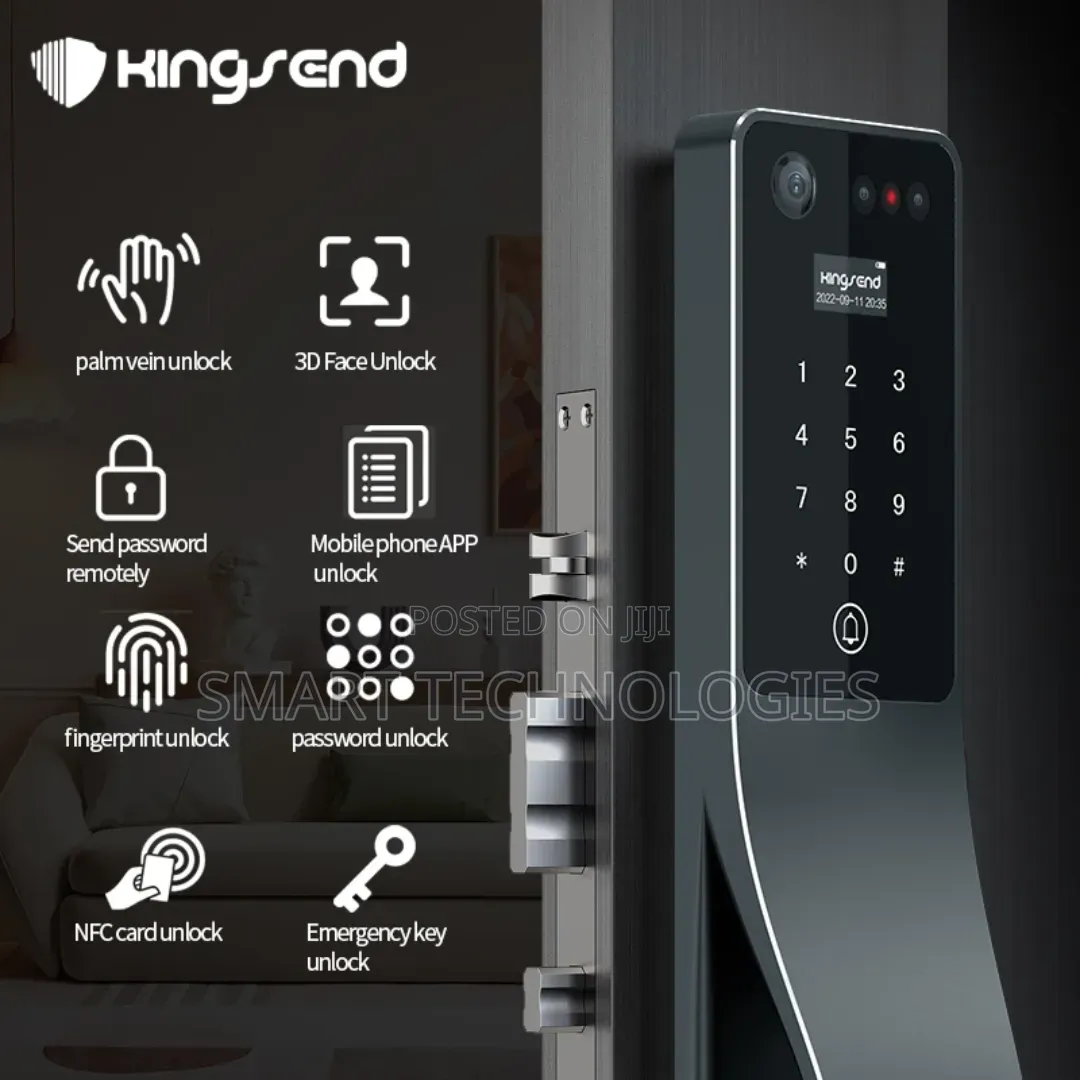 Kingsend High Quality Tuya App Smart Door Lock With Face Recognition