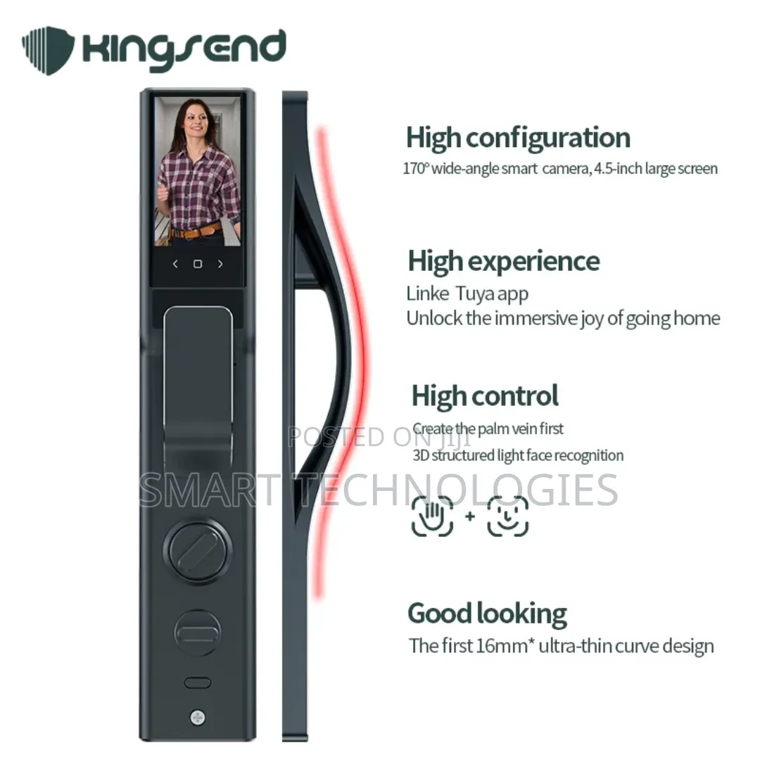 Kingsend High Quality Tuya App Smart Door Lock With Face Recognition