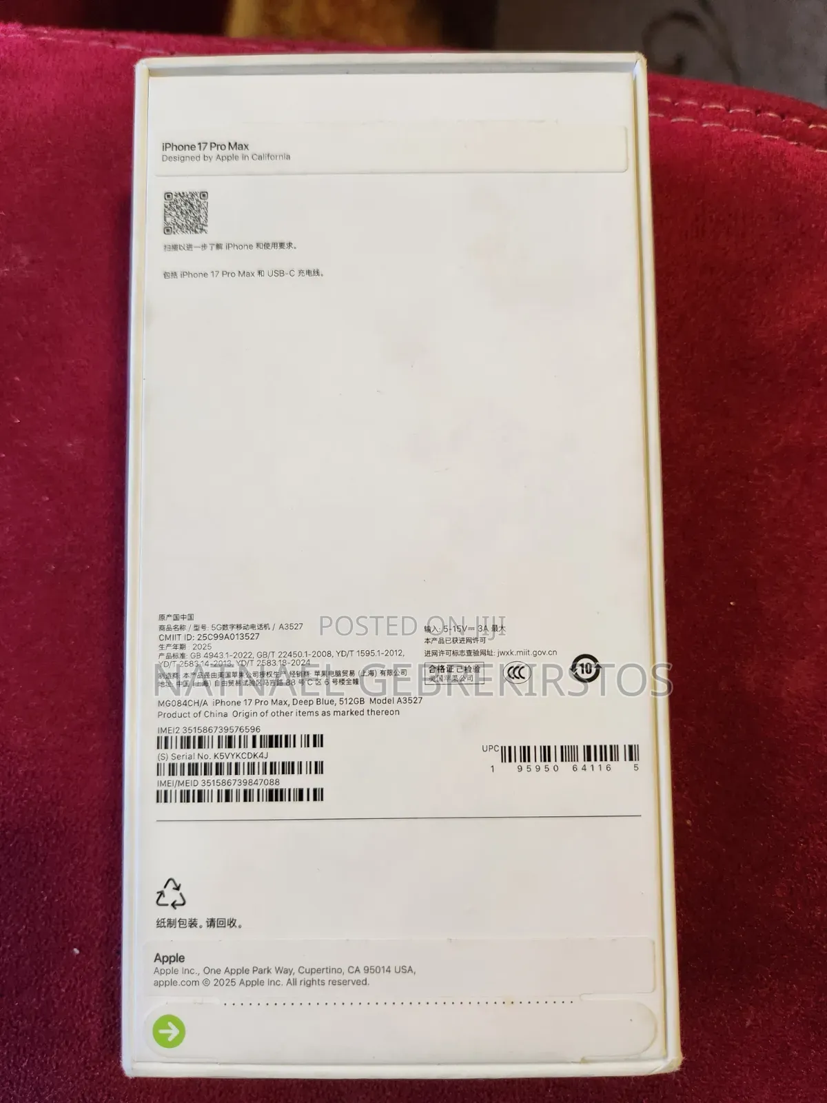 New Apple iPhone 17 Pro Max 512 GB Blue