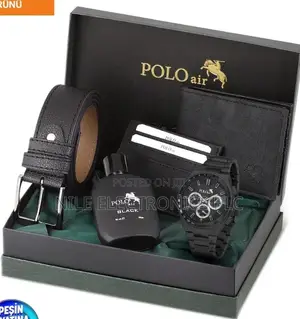 Polo Men's Wristwatch Belt Wallet Card Holder Perfume Gift Combination