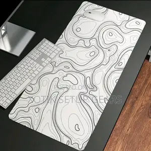 80 X 30 X 0.2cm White and Black Contour Themed Mouse Pad - Desk Mat
