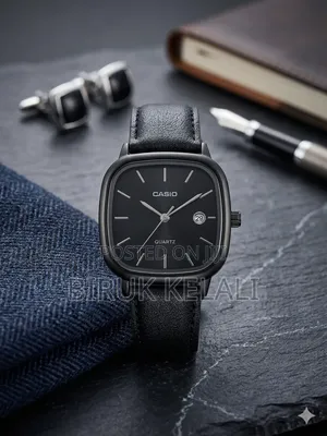 Casio Watch Features a Blue Dial Set Within a Silver-Toned, Cushion