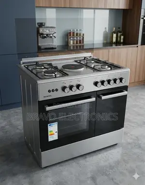 Kumtel 60×90 Round Cooker – 4 Gas + 1 Electric | Fan, Grill Timer