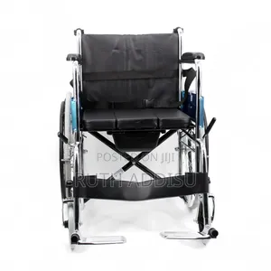 Steel Manual Commode Wheelchair, With Handle Brake, Removable Square