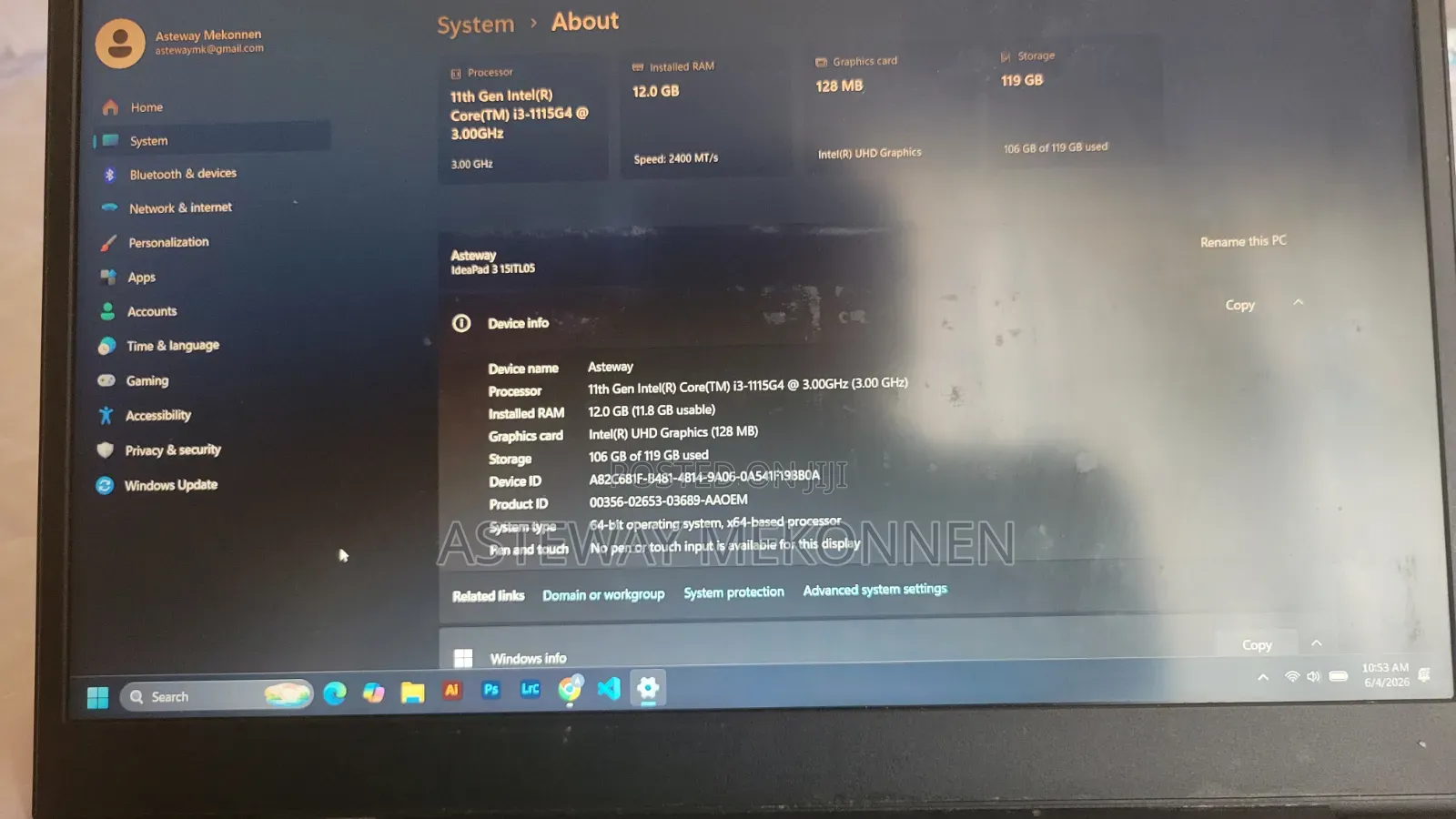Laptop Lenovo Ideapad 3 12GB Intel Core 3 SSD 128GB