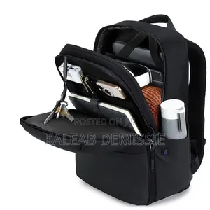 Green Lion Smithfield Laptop Backpack Features Black Laminated Leather