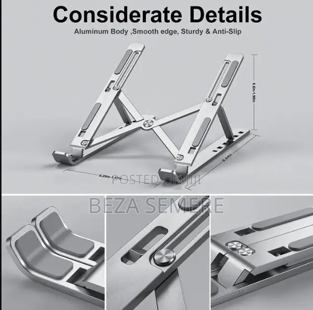 Portable Laptop Stand For Desk 8 Levels Black