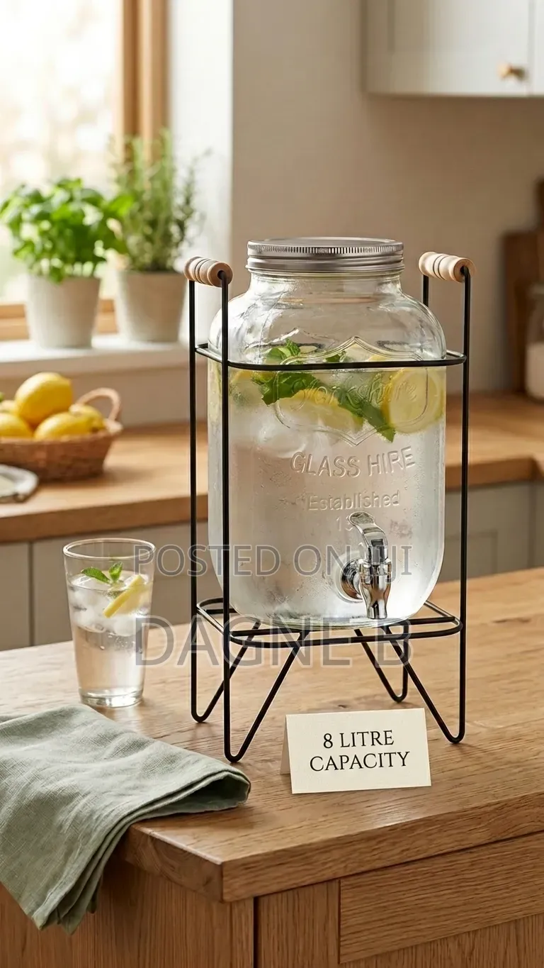 8-Liter Glass Beverage Dispenser የመጠጥ ማቅረቢያ ጃር