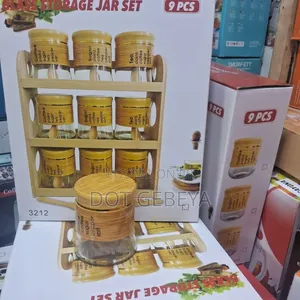 9-piece Glass Canister Set Featuring Bamboo Lids