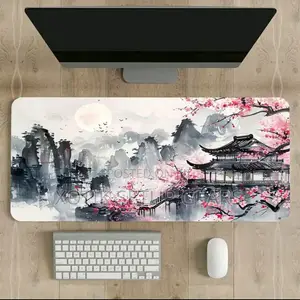 80x30x0.2cm Sakura Cherry Blossom Japanese Landscape Themed Mouse Pad