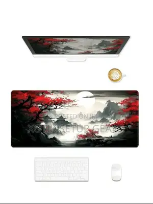 60x30x0.2cm Japanese Riverside Full Moon Themed Mouse Pad - Desk Mat