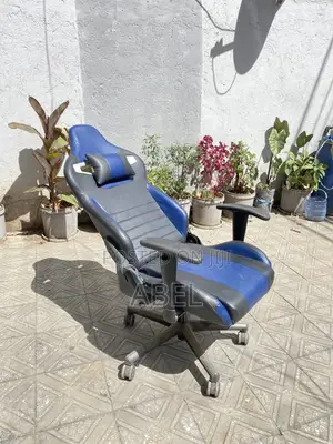 Blue Black Reclining Gaming Chair With Neck Pillow – Like New
