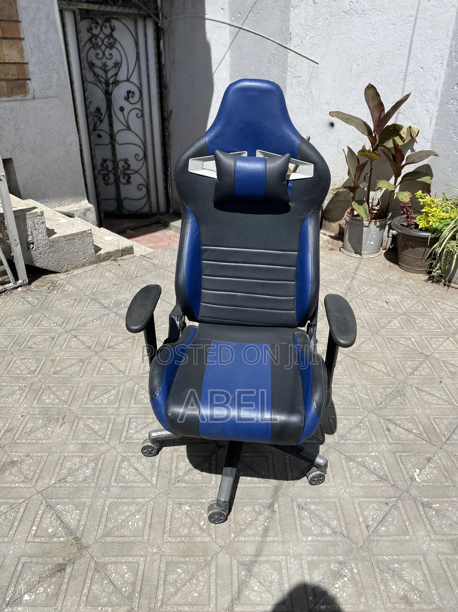 Blue Black Reclining Gaming Chair With Neck Pillow – Like New