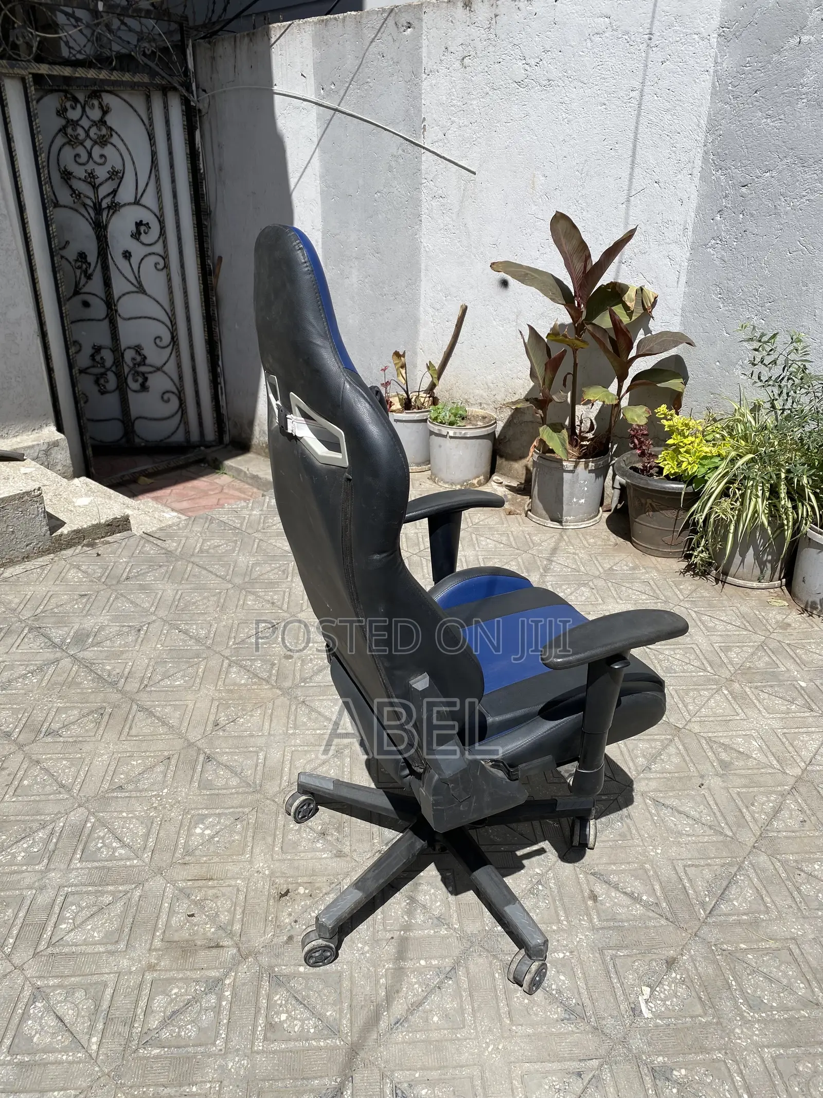 Blue Black Reclining Gaming Chair With Neck Pillow – Like New
