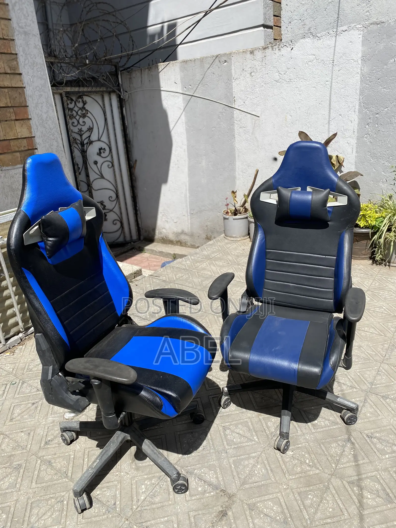 Blue Black Reclining Gaming Chair With Neck Pillow – Like New