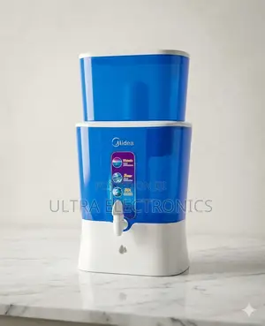 Midea Gravity-Fed Countertop Water Filtration System With a Blue