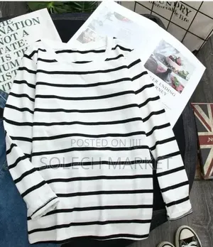 Black and White Striped Long-Sleeve