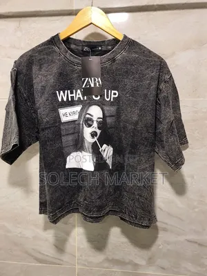 Black Acid Wash Oversized Crop T-Shirt
