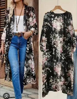 Black Floral Sheer Long