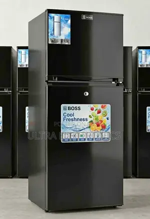 Boss 260l Black Double-Door Refrigerator Featuring a "Cool Freshness