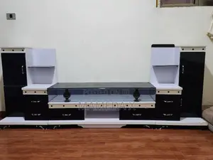 Modern Black White Entertainment Center With Glass Tv Stand